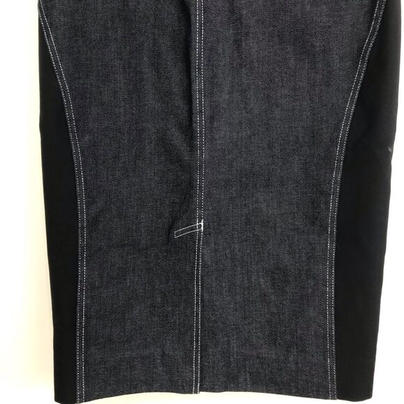Diane Von Furstenberg InBan Design Band Zip Front Fitted Denim Jean Pencil Skirt - Picture 12 of 16